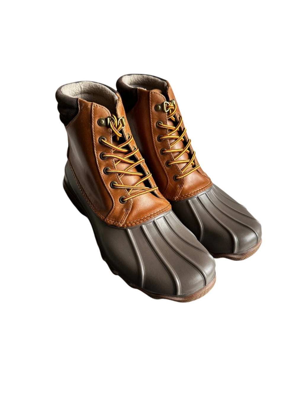 Sperry men’s Avenue Duck Boots Tan Brown Leather Rain Mud Waterproof Size 7 NWT